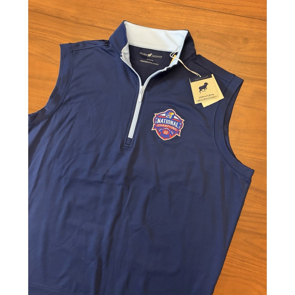 Kansas Jayhawks Horn Legend 1/4 Zip Vest NWT Mens M 2022 National Champions Golf